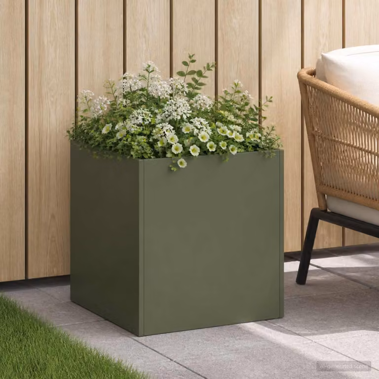 Vaso da giardino vidaXL in metallo Verde, L/P/H: 20 x 20 x 20 cm