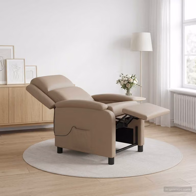vidaXL Poltrona Relax con Braccioli in Similpelle Beige e Marrone