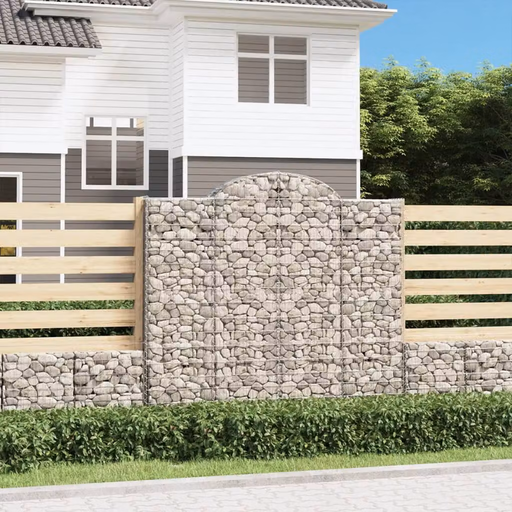 Set di 4 Cesti Gabbioni ad Arco vidaXL in Acciaio Zincato Grigio L/P/H: 200 x 30 x 180/200 cm