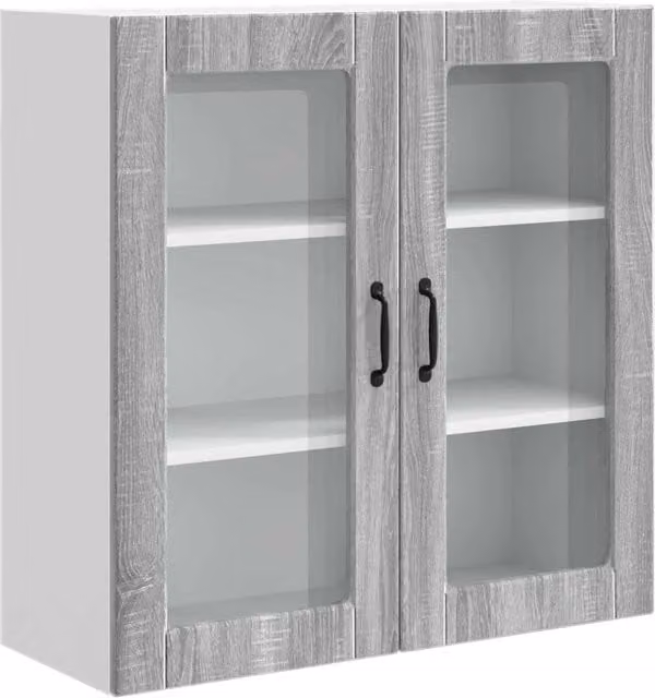 Pensile da cucina PORTO DESIGN IN Grigio con ante in vetro e ripiani interni L: 80 cm, P: 31 cm, H: 80 cm