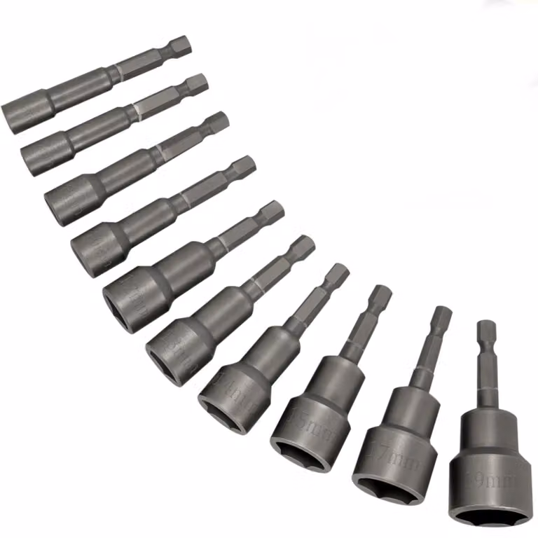 Set di 10 punte magnetiche con adattatore esagonale per chiavi a bussola