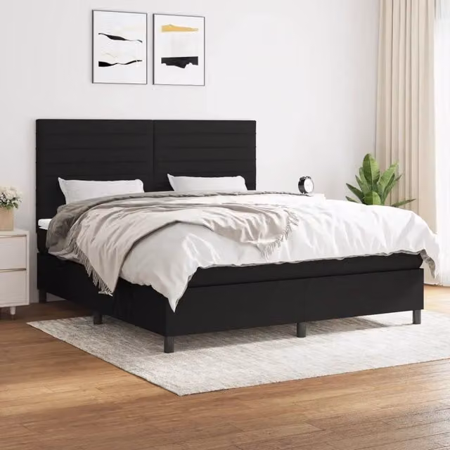 Letto Ibrido con Giroletto a Molle e Materasso vidaXL, Colore Nero e Bianco, L/P: 160 x 200 cm – 1