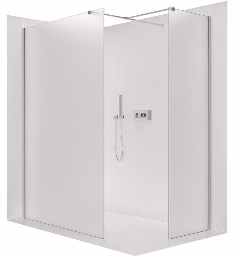 Pannello doccia angolare Walk-in Onyx T, versione sinistra/destra - 8 mm - profilo quadrato - cromo, vetro opaco - 100x90x200 cm