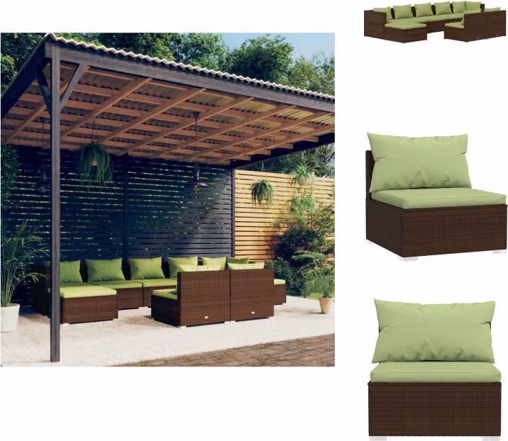 vidaXL Set 9 pezzi da giardino con cuscini in rattan marrone - Set di mobili da giardino