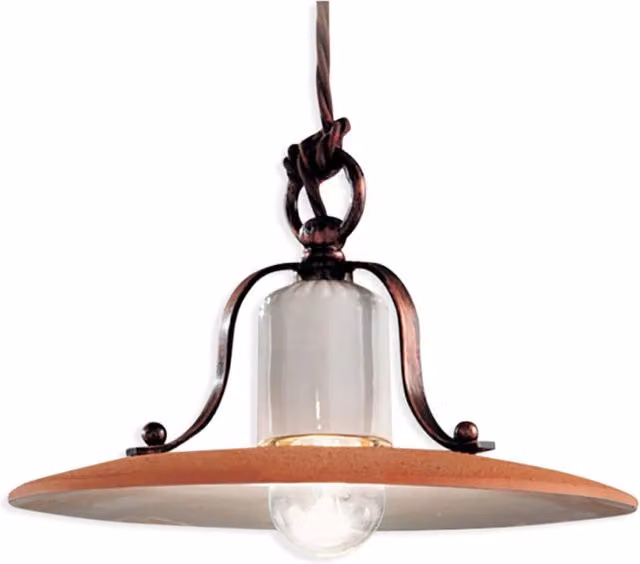 Lampadario Classico Bologna Metallo E Ceramica Nero Sfumato Rame 24Cm 1 Luce E27