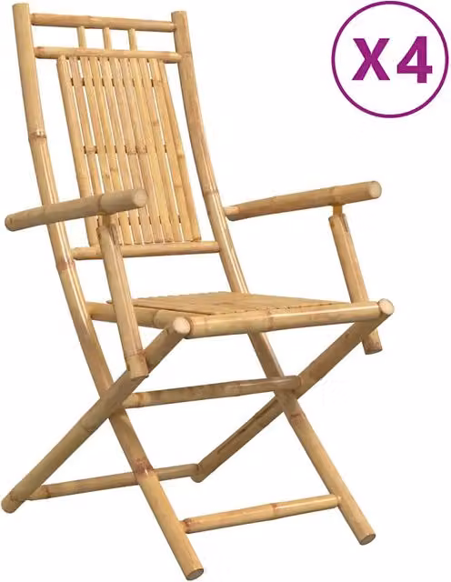 Sedie da Giardino Pieghevoli 4 pz | Sedie da Esterno 53x66x99 cm in Bamb¨´