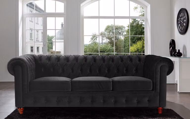Chesterfield Design Luxus Polster Sofa Couch Sitz Garnitur Leder #282