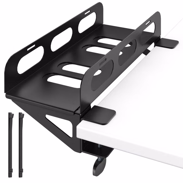 Supporto per PC da scrivania - Larghezza regolabile fino a 30 kg - Acciaio nero
