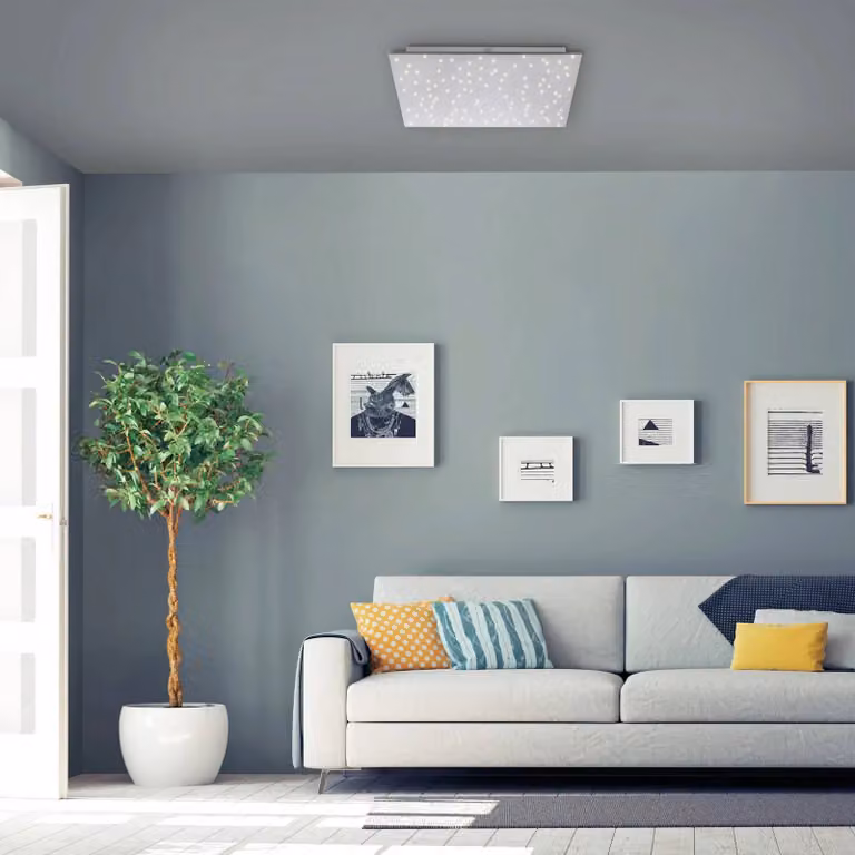 JUST LIGHT. GmbH Plafoniera a LED Sparkle, dimmerabile, Alluminio / Grigio / Zincato, Camera da letto, Metallo, Moderno, Plafoniera LED