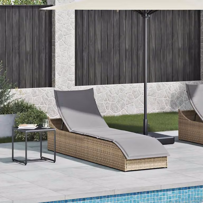 vidaXL Lettino Prendisole Pieghevole con Cuscino e Portaoggetti Beige