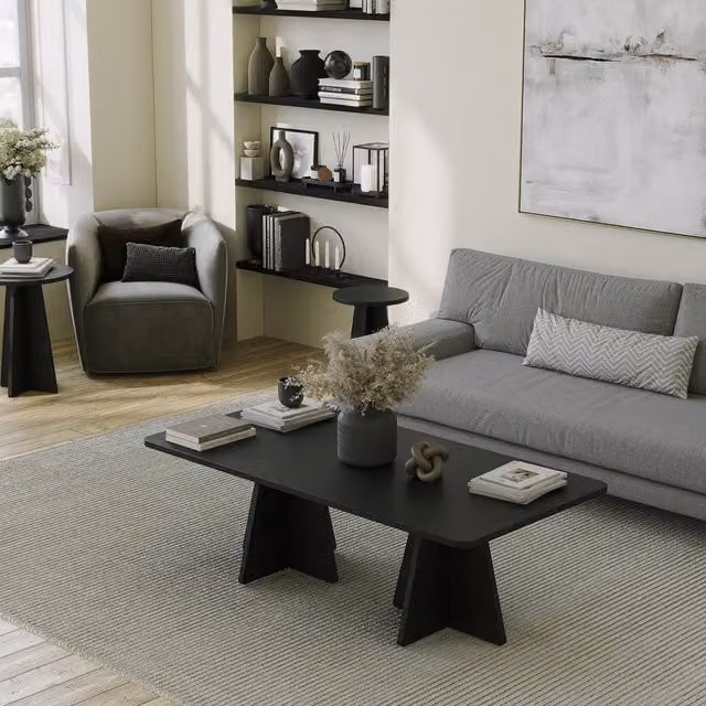 DMORA Tavolino da Salotto Moderno Rettangolare Nero L: 120 cm, P: 60 cm, H: 40 cm