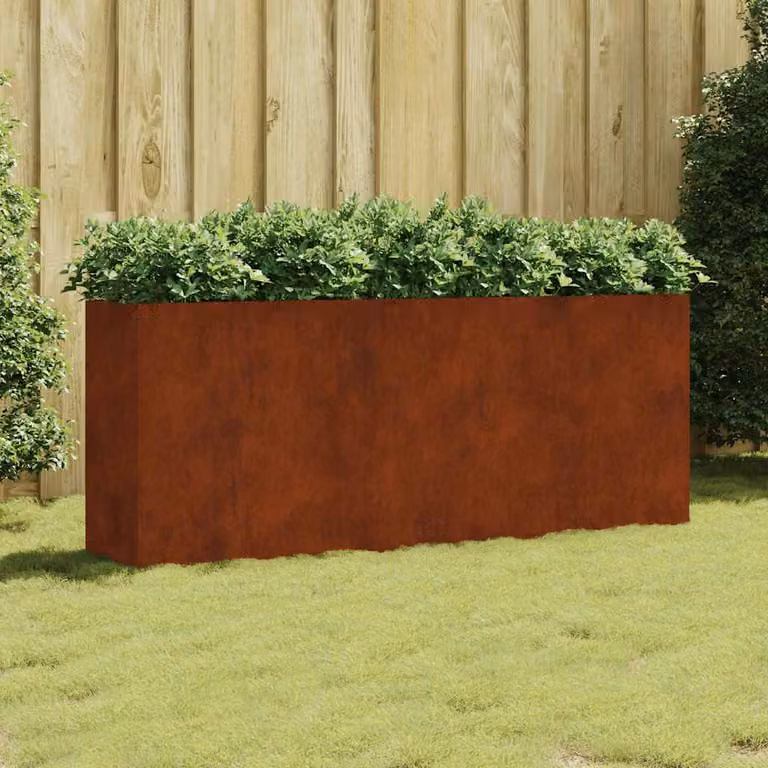 vidaXL Fioriera Rialzata da Giardino in Acciaio Corten Marrone L: 200 cm, P: 40 cm, H: 80 cm