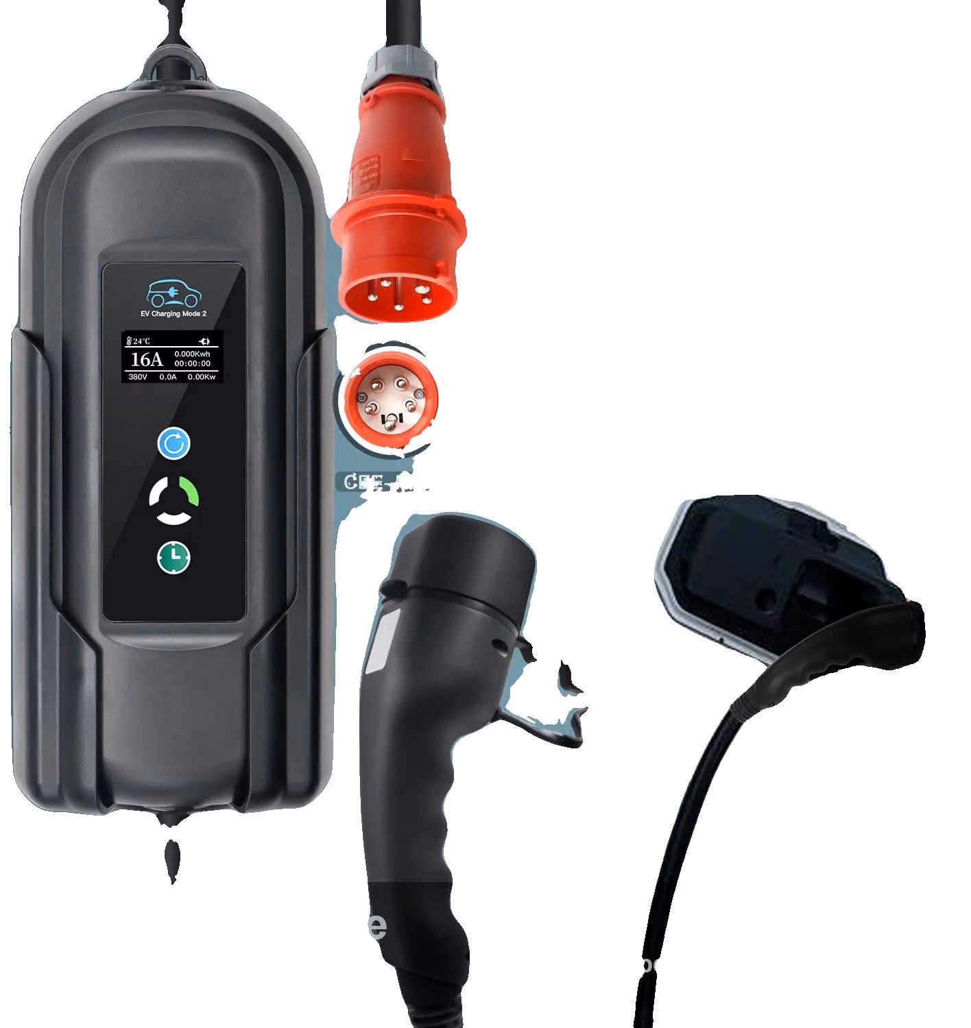 Caricabatterie per veicoli elettrici, potenza erogata 11 kW, corrente regolabile, tipo 2