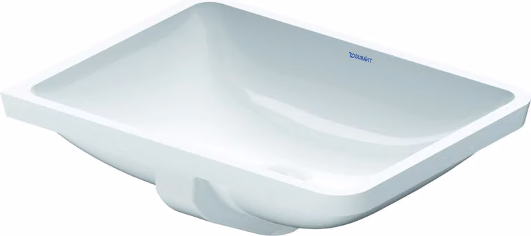 Lavabo da incasso Duravit Starck 3, 490 mm, sottotasso, con troppopieno, senza foro per rubinetto, bianco, 1 pz.