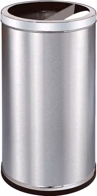 Cestino Gettacarte e Posacenere GIORDANOSHOP in Acciaio Inox Argento con Coperchio Swing e Secchiello Interno Rimovibile, Diametro: 38,5 cm, Capacità: 52 l – 1