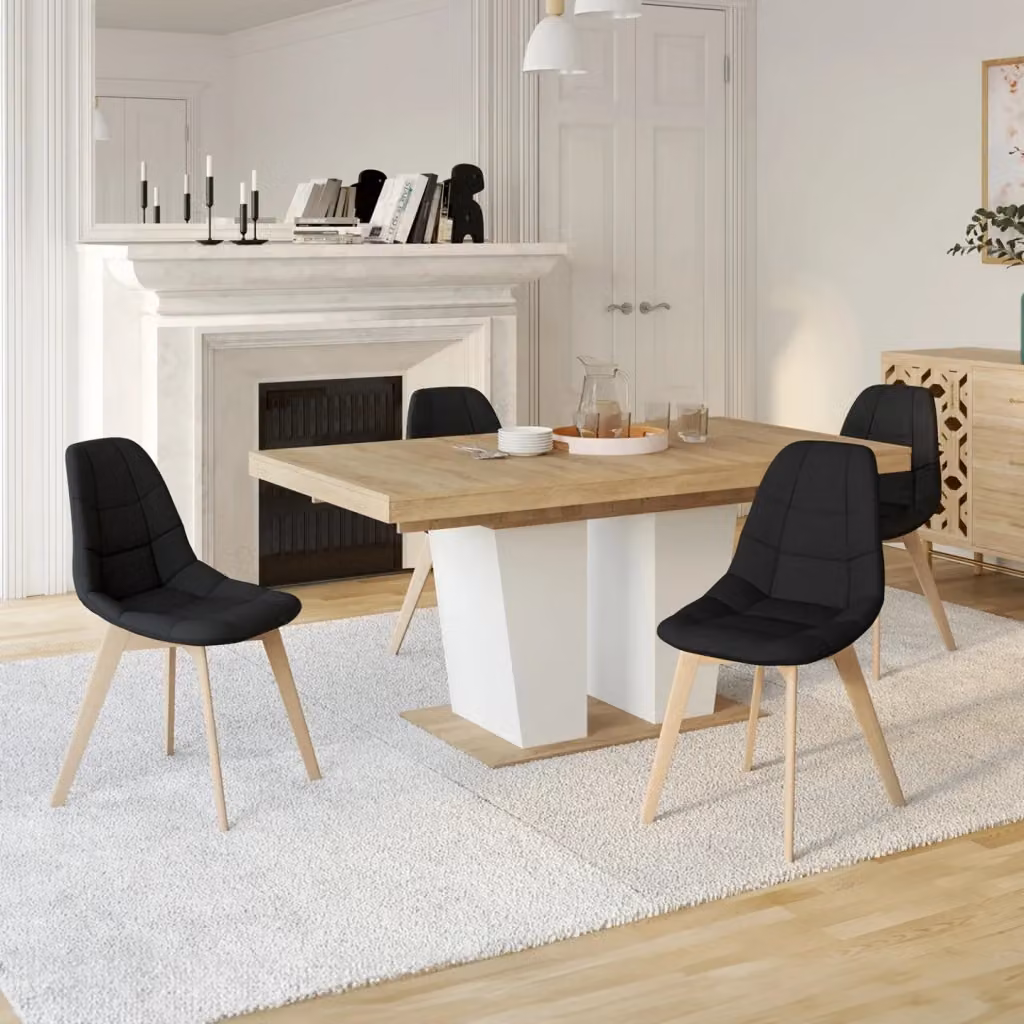 Set di 4 sedie da pranzo GABY IDMarket in tessuto nero con gambe in legno di faggio stile scandinavo – 2