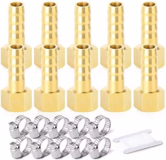 Morsetti metallici resistenti alla corrosione, set da 10 - 3/8 BSP x 6 mm - Ottone - Morsetti per tubi flessibili