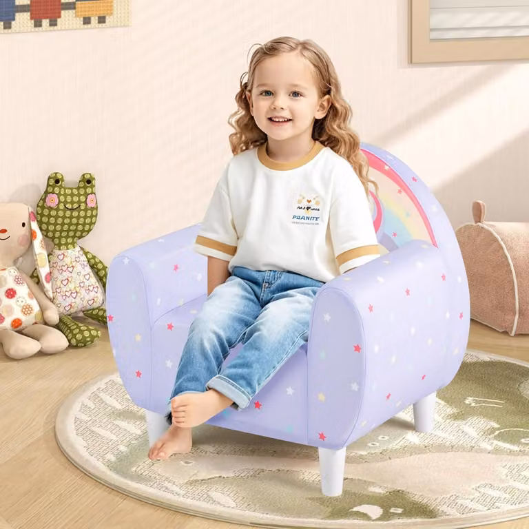 Divano per bambini Costway con tema unicorno e decorazione floreale, colore lilla
