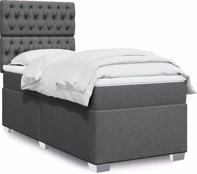 Giroletto a Molle con Materasso Grigio Scuro 80x200 cm Tessuto 3292623