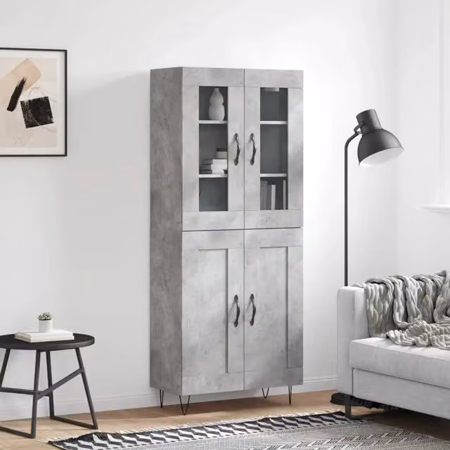 Credenza Industrial in Legno e Metallo Grigio vidaXL L: 69,5 cm, P: 34 cm, H: 180 cm