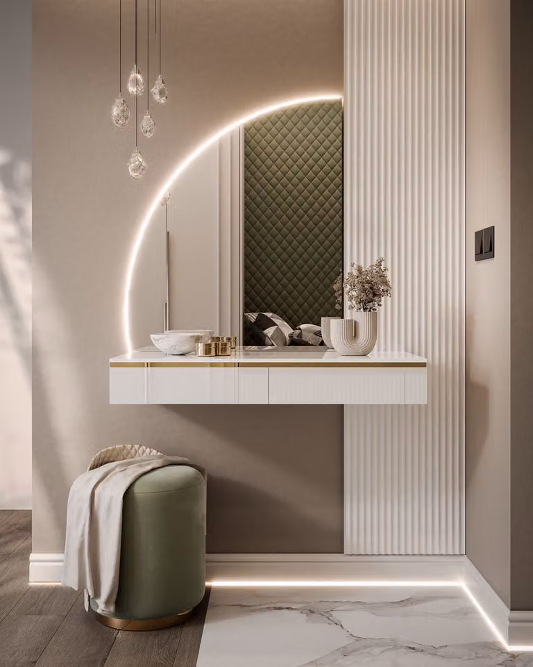 AURORA-Q specchiera da bagno sospesa con specchio, bianco lucido, versione: sinistra
