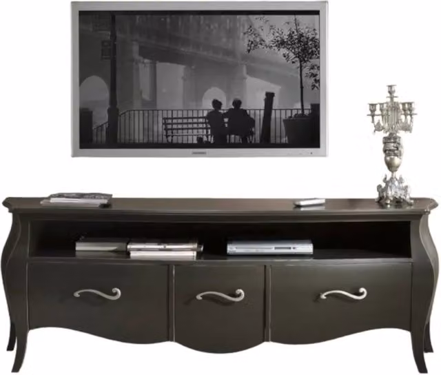 Mobile porta TV moderno in legno laccato nero Mobili 2G L176 x P45 x H62 cm – 4