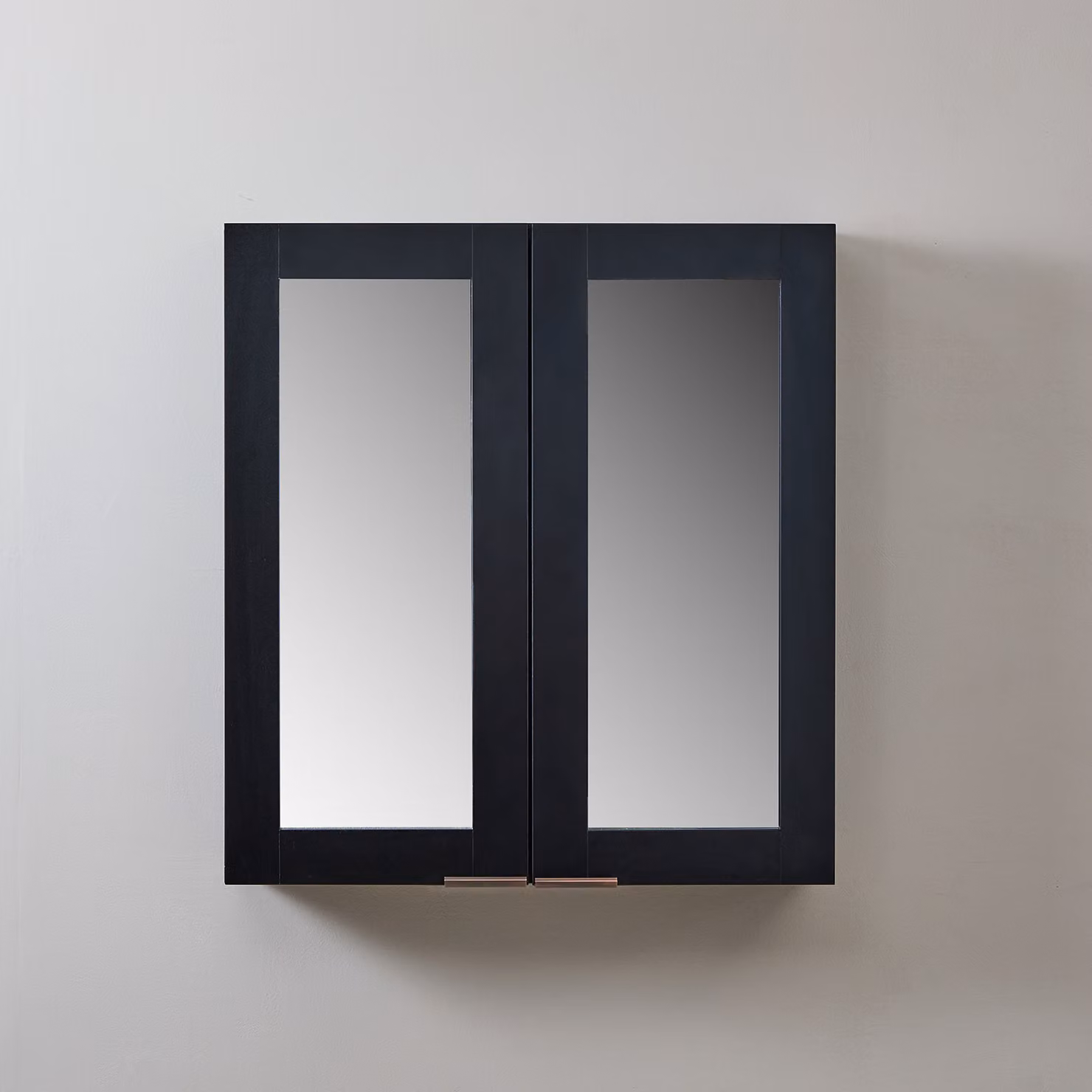 Mobiletto a Specchio da 900mm x 650mm Nero Grigio - Completo di Maniglie con Impugnature a Dito in Bronzo Spazzolato - Cluo