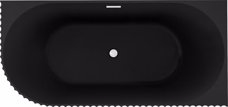 Mexen Gia vasca da bagno freestanding ad angolo rigata destra 170 x 80 cm, nero opaco, troppopieno bianco - 52701708071P-20