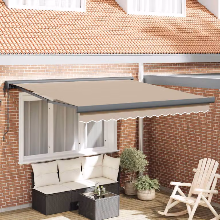 Tenda retrattile vidaXL beige con bracci pieghevoli in poliestere e metallo L: 350 cm, P: 250 cm