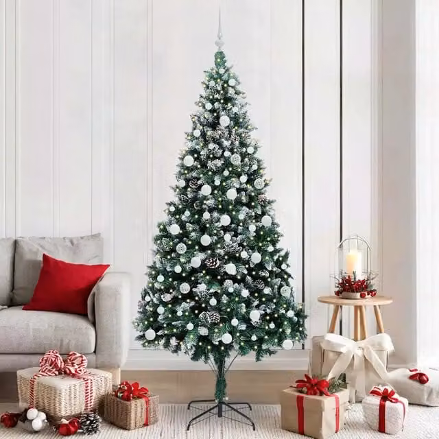 Albero di Natale artificiale classico vidaXL verde con 300 LED luce bianca calda, Altezza: 210 cm