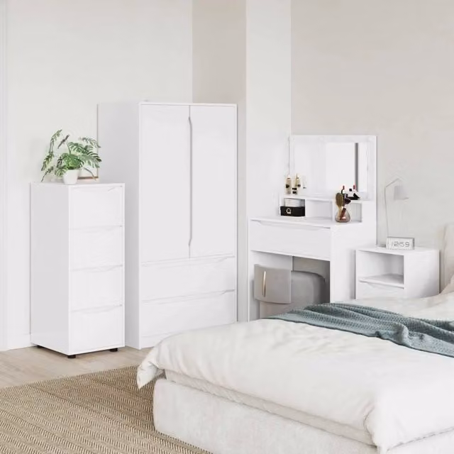 Armadio moderno vidaXL bianco con ante a battente e cassetti in MDF L/P/H: 40 x 48 x 105 cm