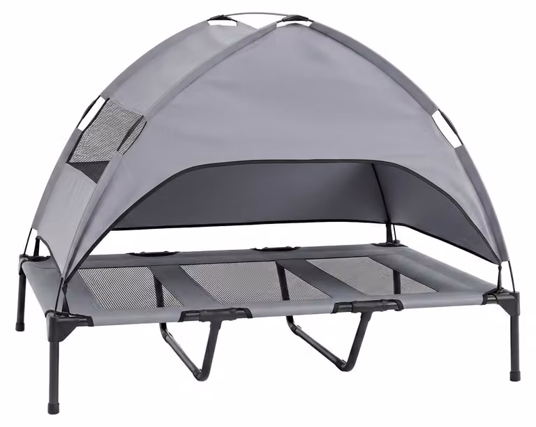 Cuccia per cani KOMFOTTEU con tettoia, letto rialzato per cani con tenda parasole e baldacchino removibile, lettino per cani fino a 20 kg, cuccia per animali domestici adatta a cani di piccola e media taglia, da utilizzare sia in interni che in esterni (t