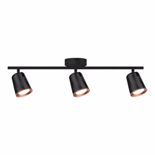 Faretto LED da Muro Triplo 18W con Testa Orientabile Colore Nero 3000K IP20