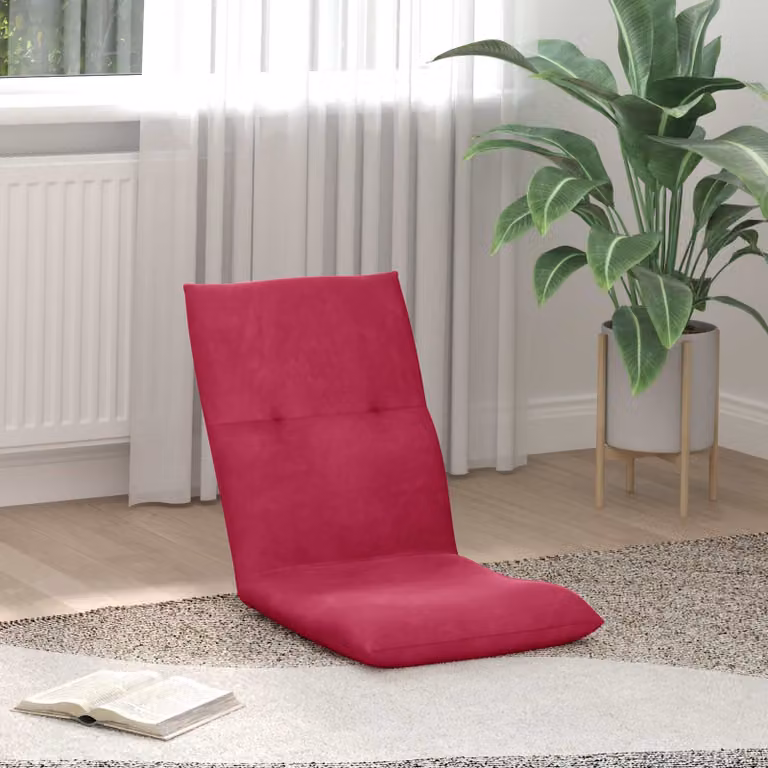 Sedia a pavimento regolabile vidaXL in velluto rosso vino