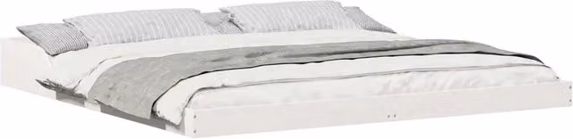 Letto matrimoniale moderno in pino massello laccato bianco L: 183.5 cm, P: 220 cm, H: 223.5 cm