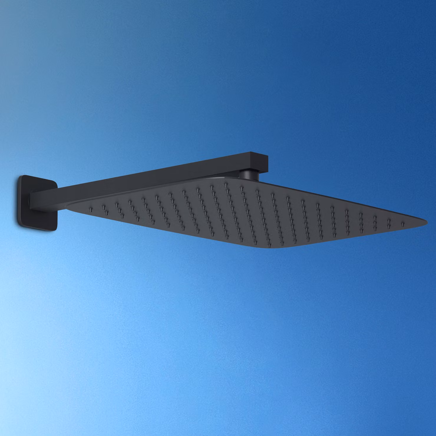 JOHO Soffione Doccia a Pioggia Braccio Doccia Parete Soffione con Braccio Doccia in Acciaio Inox Docce Fisse Getti Quadrato 35x25cm Braccio 37 cm Nero