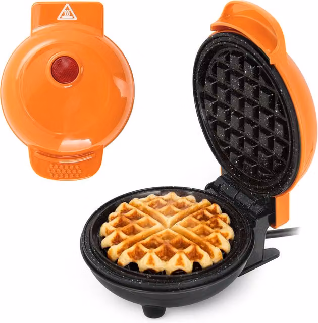 Mini piastra per waffle rotonda KASANOVA arancione diametro 12 cm