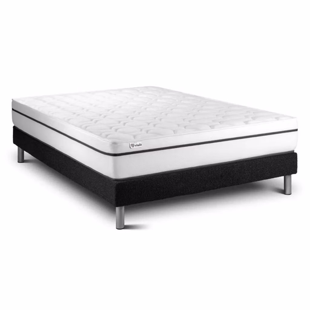Letto con materasso in schiuma viscoelastica Vitalit con rete, colore nero, L: 140 cm, P: 220 cm – 2