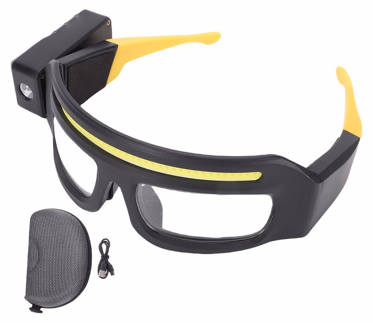 Occhiali con lampada frontale, LED COB, 1000 lm, impermeabili, ricaricabili via USB, occhiali da lavoro portatili con sensore di movimento per la pesca notturna e il ciclismo all'aperto