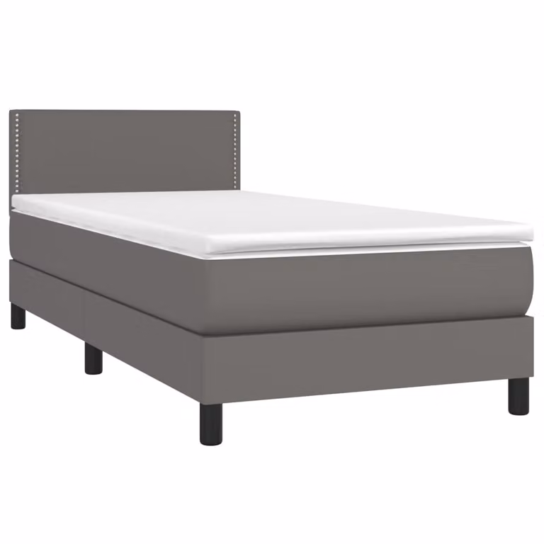 Giroletto a Molle con Materasso Grgio 80x200 cm in Pelle finta