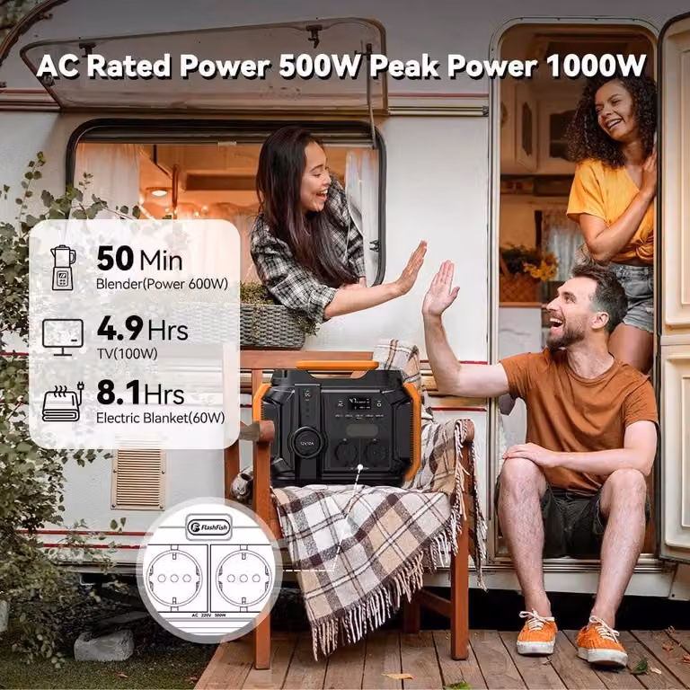 Centralina di alimentazione portatile - Batteria ricaricabile - Alimentazione di emergenza - Batteria esterna - Caricabatterie da esterno - Potenza: 500 Watt