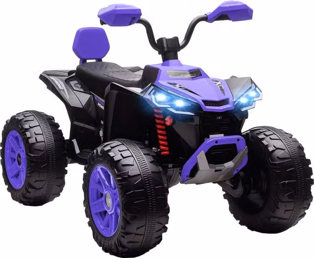Quad Elettrico AIYAPLAY per Bambini da 24V con Fari, Porta USB e Funzione MP3, Viola
