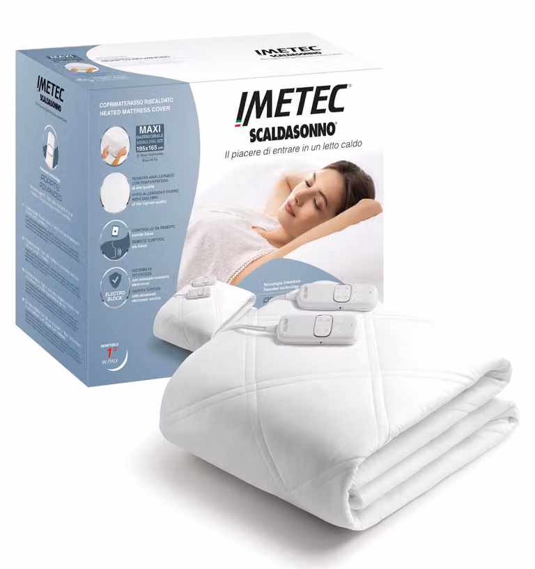 Coprimaterasso elettrico per letto matrimoniale, dimensioni 195x165 cm, con telecomando