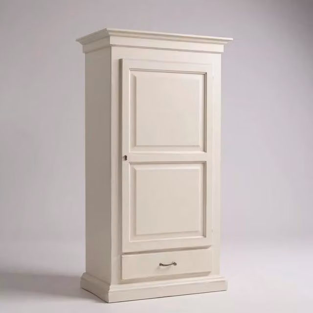 Armadio in legno bianco stile arte povera con 1 anta e 1 cassetto Mobili 2G L/P/H: 96 x 56 x 197 cm – 1