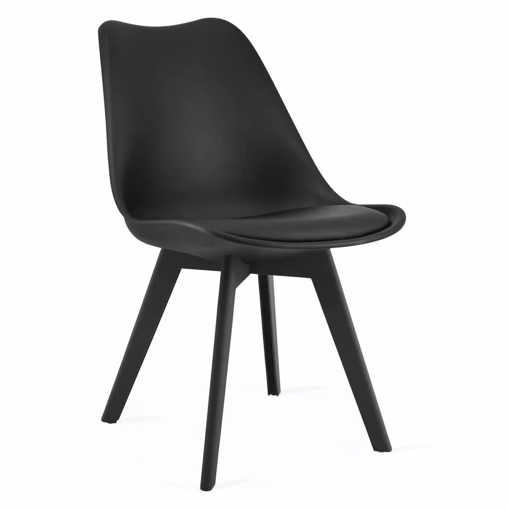 Set di 4 sedie Valora in ecopelle nera con gambe in legno di faggio per soggiorno e ufficio – 2