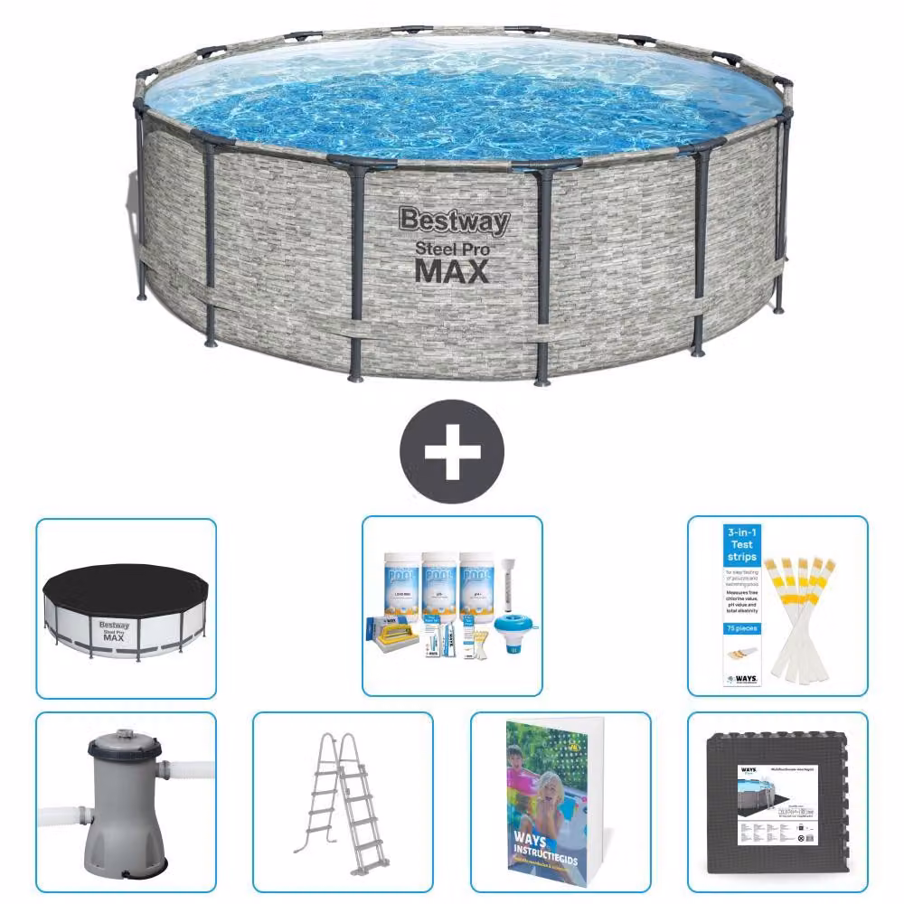Piscina gonfiabile Bestway Steel Pro MAX, rotonda, 427x122 cm, composta da 6 parti, modello S581