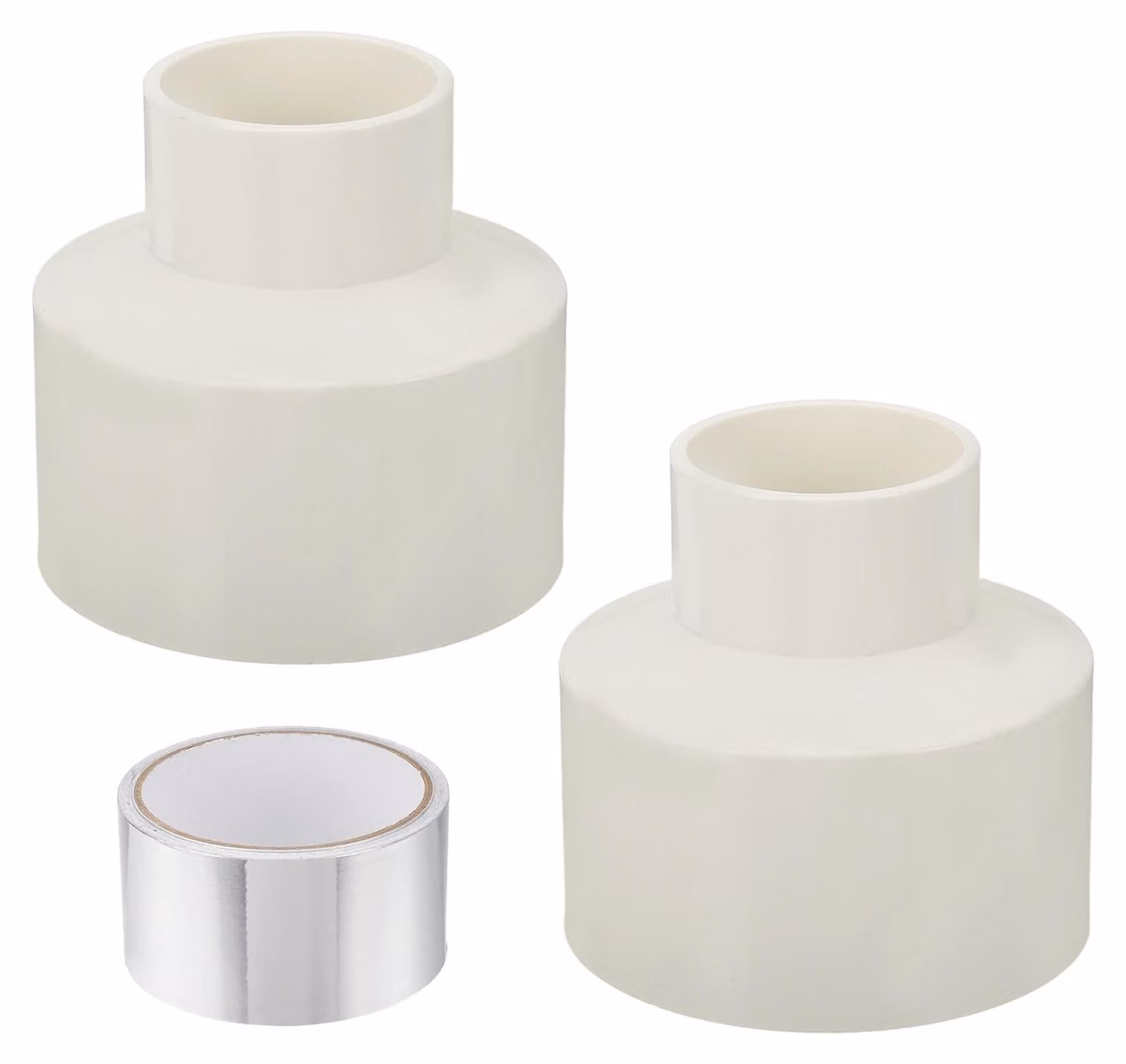 Riduttore per tubi, da 10 cm a 5 cm, in PVC, confezione da 2 pezzi, colore bianco