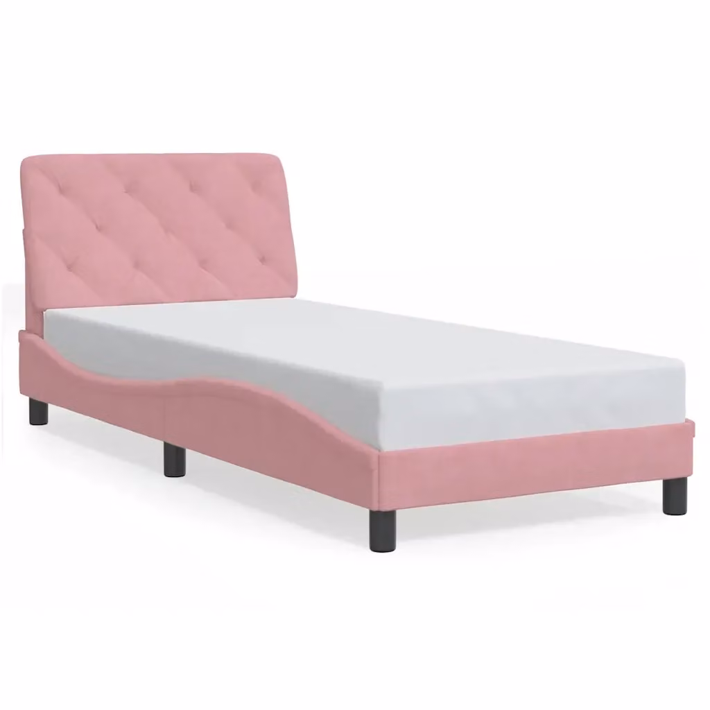 vidaXL Giroletto senza Materasso in Velluto Rosa, L/P/H: 90 x 190 cm – 2