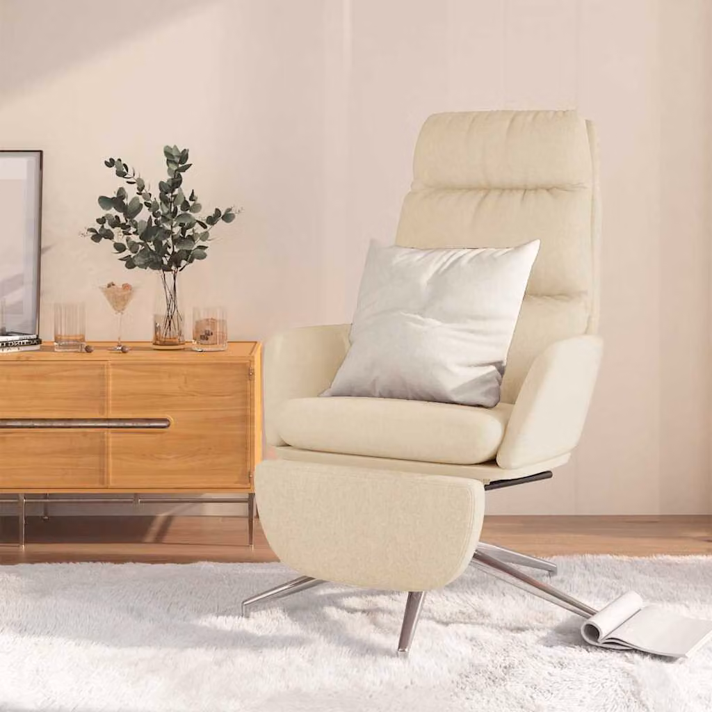 vidaXL Poltrona Relax con Poggiapiedi Beige in Tessuto e Struttura in Legno e Metallo