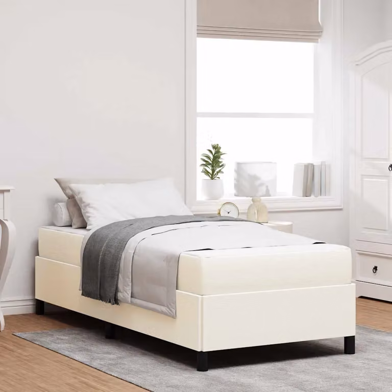 Struttura letto con materasso vidaXL in tessuto beige, L 100 x P 200 x H 40 cm